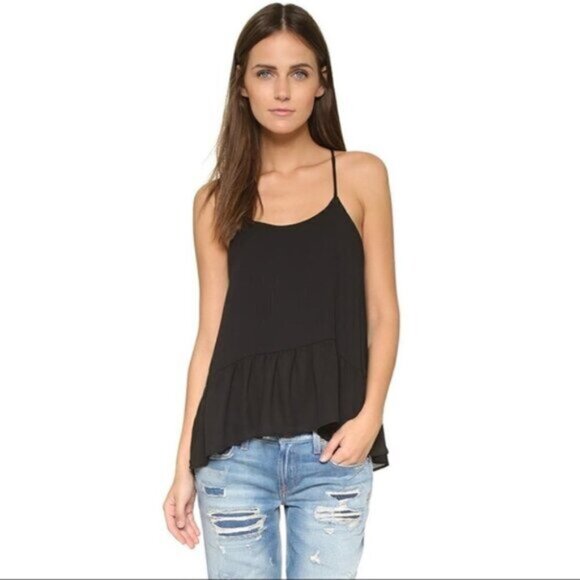 Anthropologie dRA Sham Camisole Blouse Top Flowy Ruffle Peplum Black Size Small - Picture 5 of 15